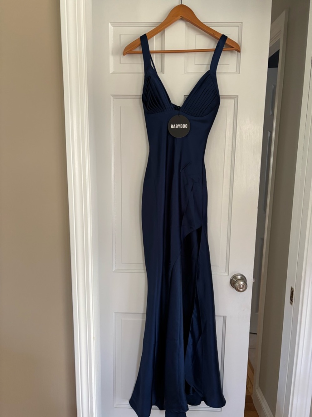 Baby boo Deep Navy Satin Maxi Dress